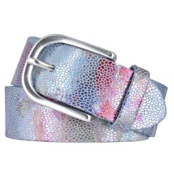Vanzetti Damen Metallic Leder Gürtel mit floralem Print Damengürtel 40 mm Ledergürtel