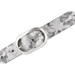 Damengürtel mit Blumen Muster Leder Silber 3 cm