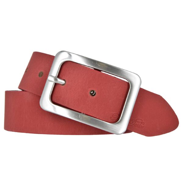 Damengürtel rot Leder 3,5 cm mit Doppelschließe