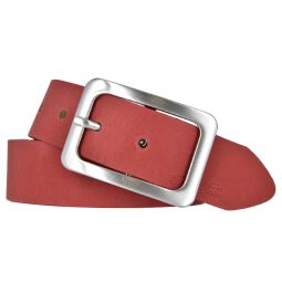 TOM TAILOR Damengürtel rot Leder 3,5 cm mit Doppelschließe 80