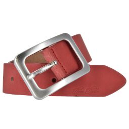TOM TAILOR Damengürtel rot Leder 3,5 cm mit Doppelschließe 80