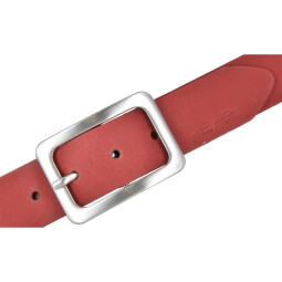 TOM TAILOR Damengürtel rot Leder 3,5 cm mit Doppelschließe 105