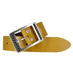 Mytem Gear Damen Gürtel Leder 3,5 cm mit eckiger Schließe ocker gelb 85