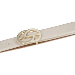 Silbergift Ledergürtel Damen beige 3 cm mit Designschließe 85