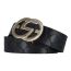 Silbergift Damengürtel Leder schwarz mit Goldschließe 90