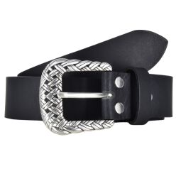 Mytem Gear Damengürtel Leder schwarz 3,5cm mit verzierter Schnalle 95